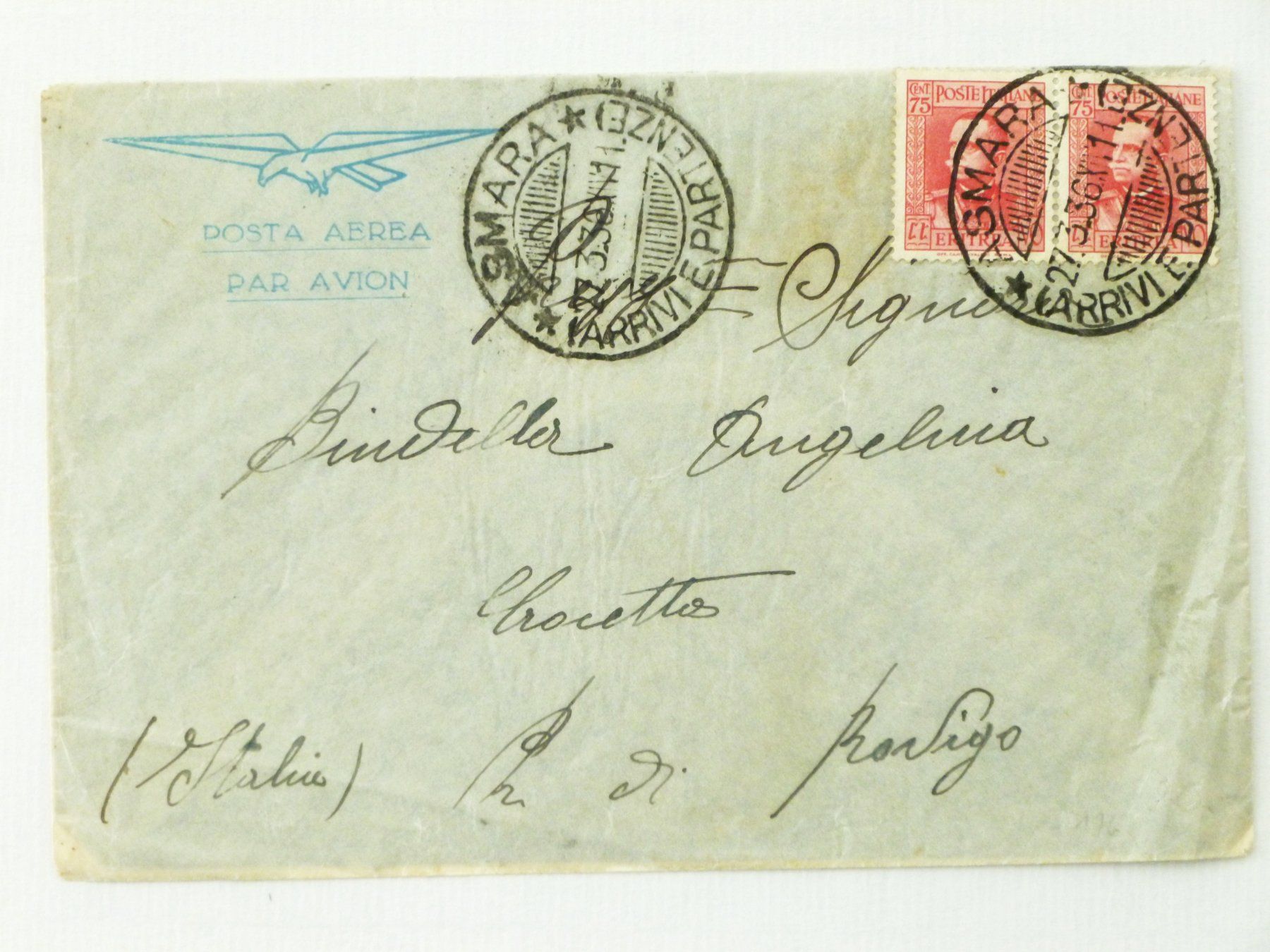 Alle Briefmarken: ITALIEN - ERITREA // Luftpost Brief 1936 gest. ASMARA – Gebraucht aus Uster von schepus23