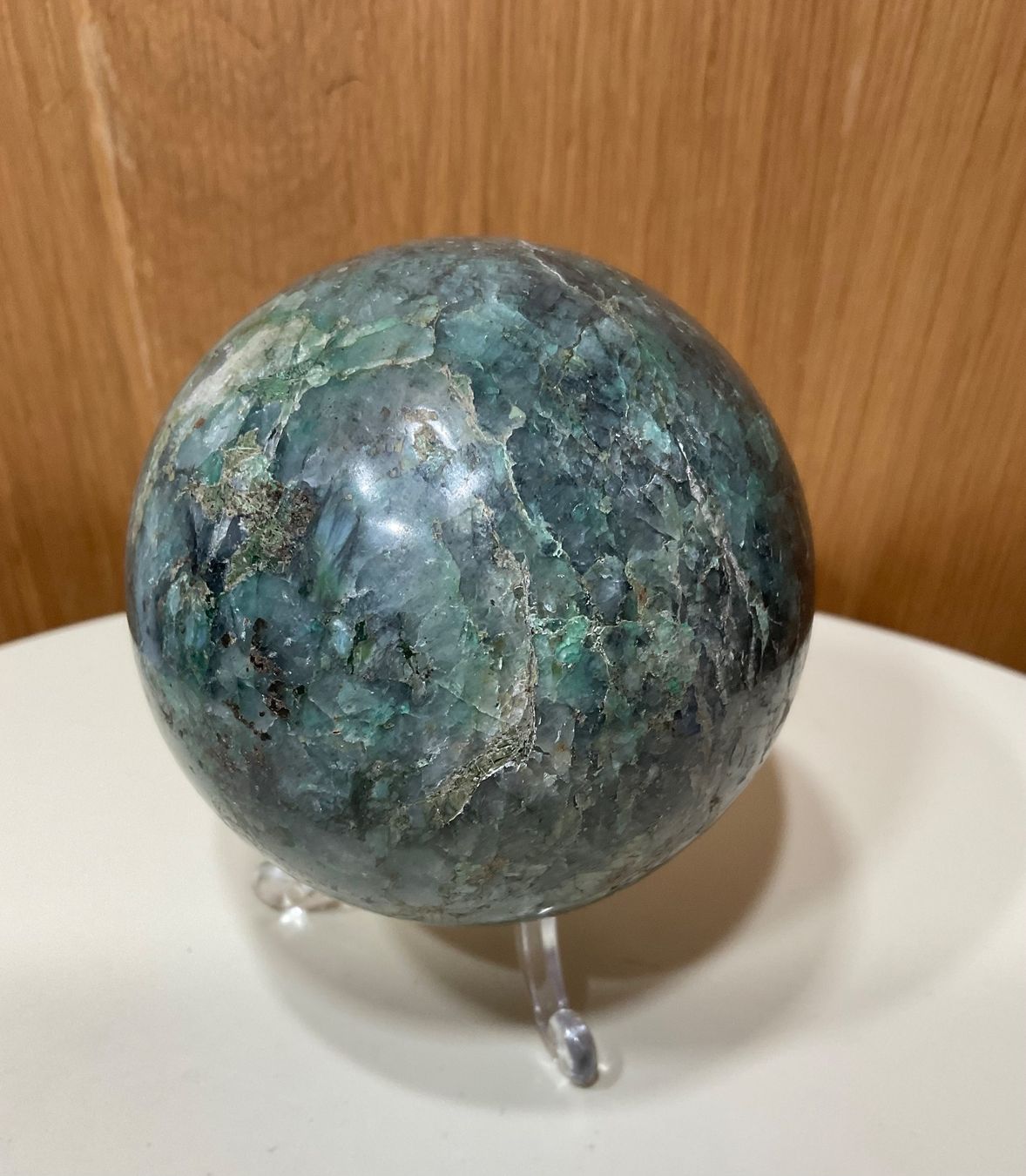 Minerali & Pietre curative: Wunderschöner Chrysokolla Quarz Kugel mit Ständer aus Peru – Nuovo (secondo la descrizione) da Gibswil venduto da BestePreis 4