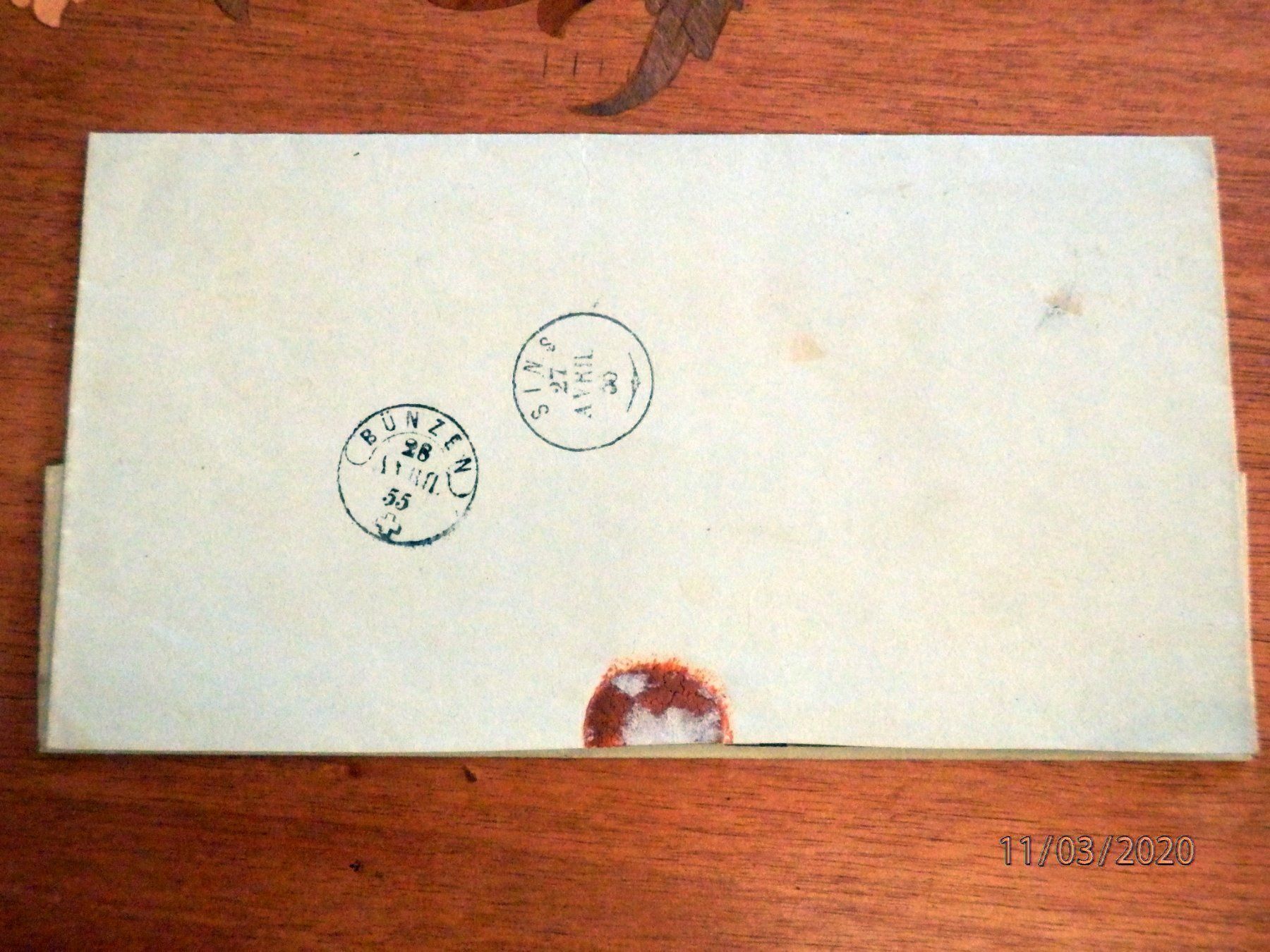 Timbri: schöner Brief mit blauem Balkenstempel – Usato da Ueberstorf venduto da dinbau 2