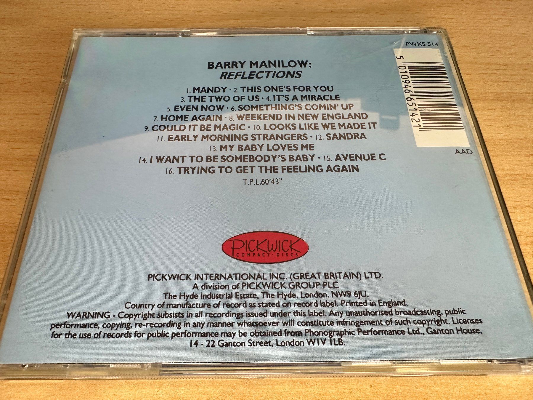 CD: Barry Manilow – Reflections – Usato da Rikon im Tösstal venduto da Alpenmutz 1