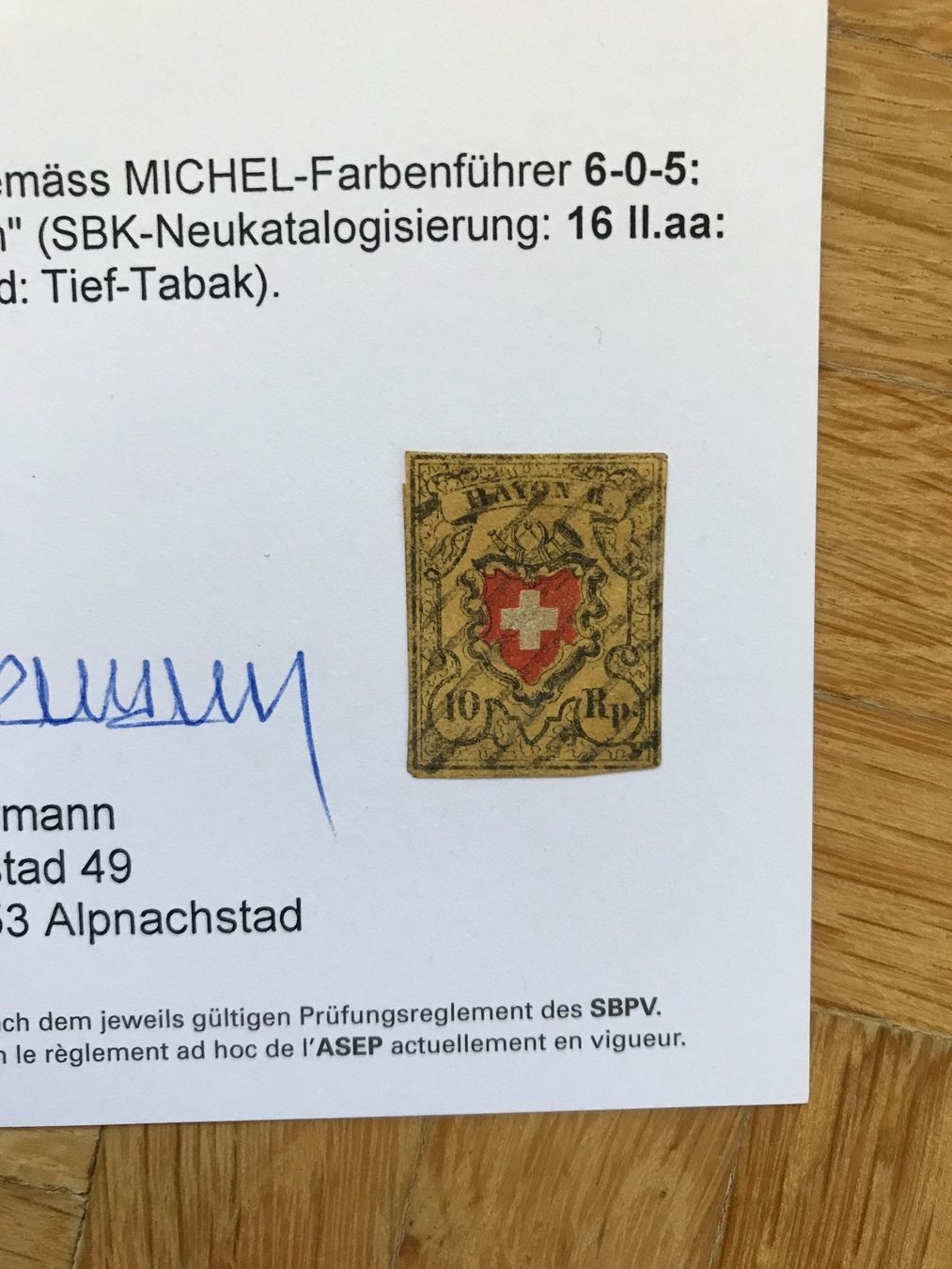 Tutti i francobolli: Hell-Tabakmarke mit Grossattest. Druckstein A1 - O – Usato da stäfa venduto da brandy66 1