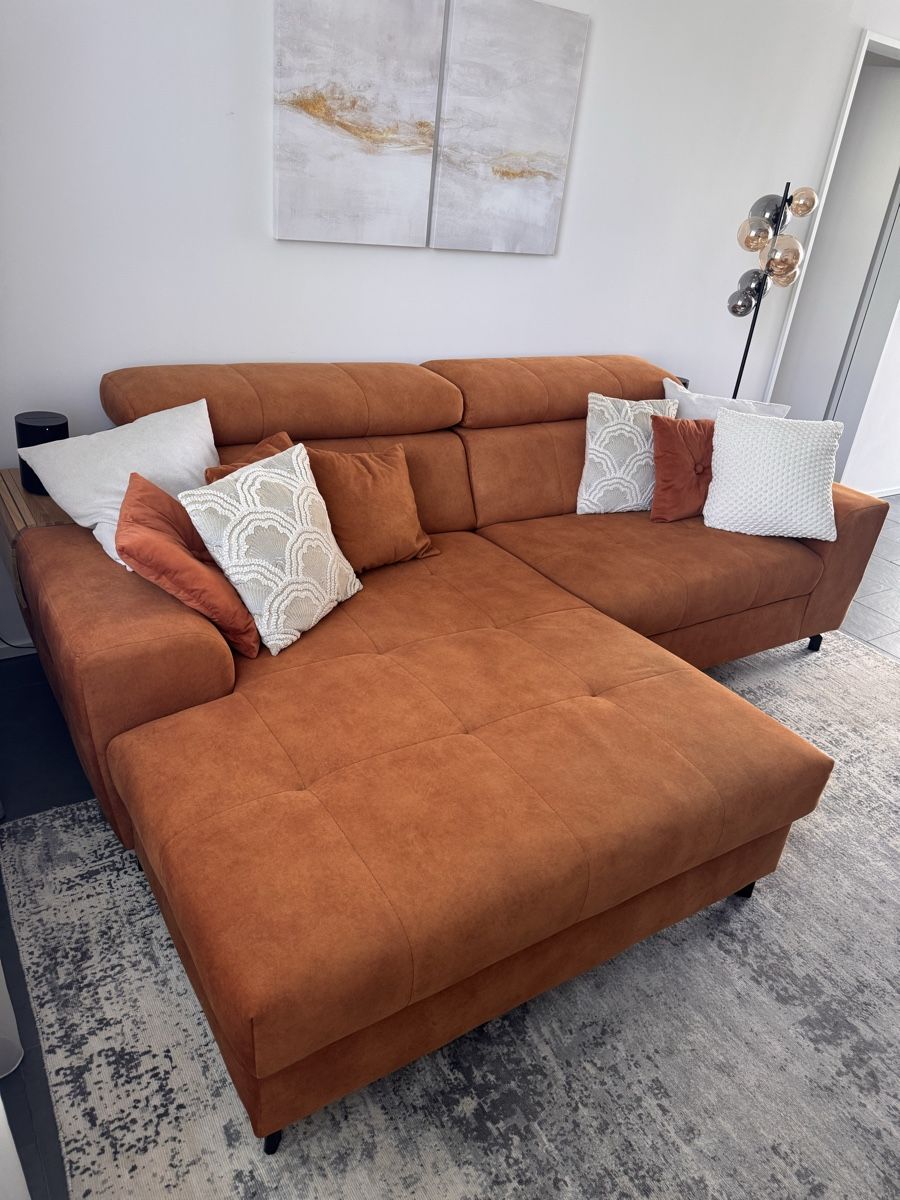 Sofas: Grosses Ecksofa in Orange/Rostfarben – mit Bettfunktion – Gebraucht aus Watt von jak_85hj 1