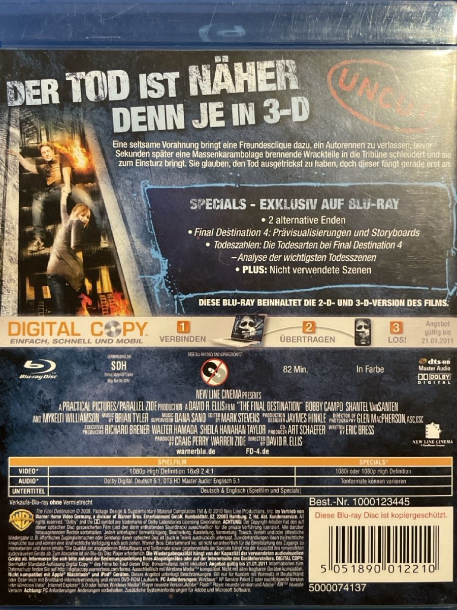 Tutti i DVDs: Final Destination 4  3D  (2009) – Usato da Waldenburg venduto da Gonzo8 1