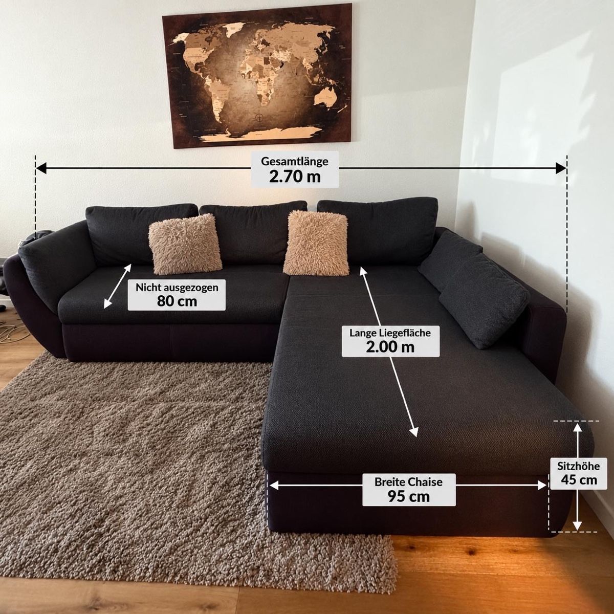 Divani: Schwarzes Ecksofa zum ausziehen – Usato da Hägendorf venduto da hafe-94