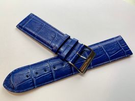 24mm Uhrenarmband Leder, blau, Lederarmband für Uhren