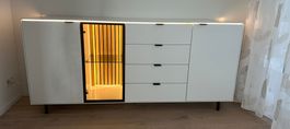 Sideboard weiss mit Glasfront und Schubladen Dieter Knoll
