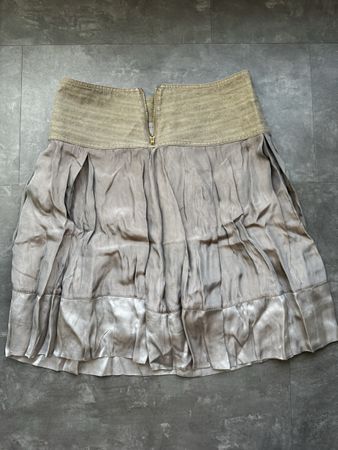 Benetton skirt, taupe - Mittel Falten Boho Rock
