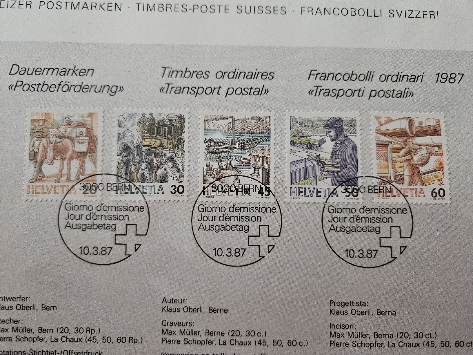Tutti i francobolli: Helvetia Dauermarke Postbeförderung – Nuovo e nell'imballaggio originale da Chur venduto da Kohla1980 1