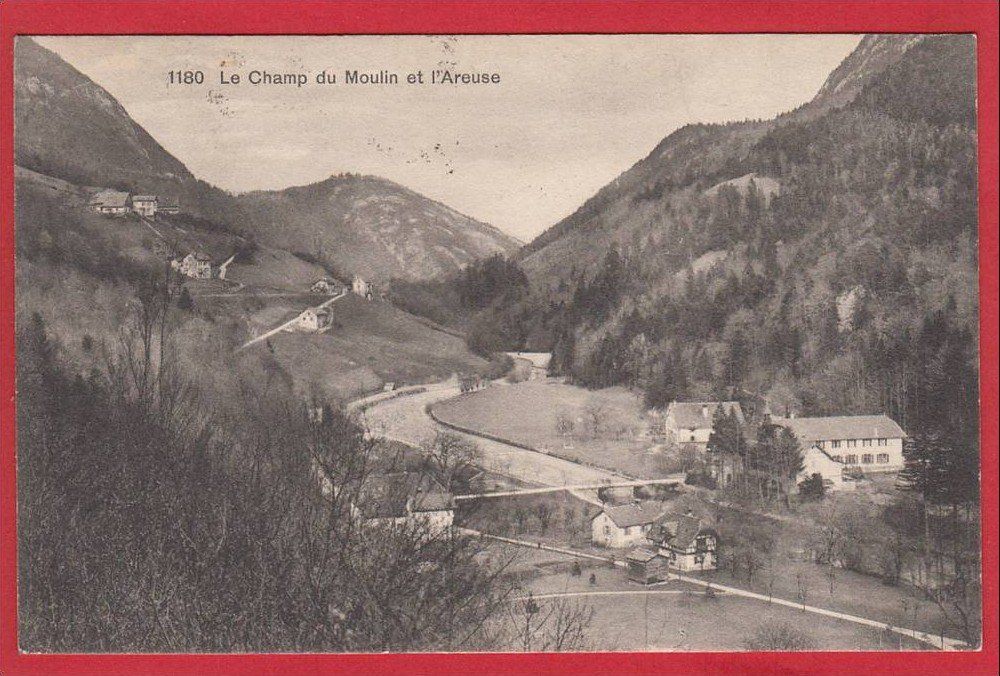 Ansichtskarten: LE CHAMP DU MOULIN ET L'AREUSE 1910 – Gebraucht aus Grüningen von Kartenlaube
