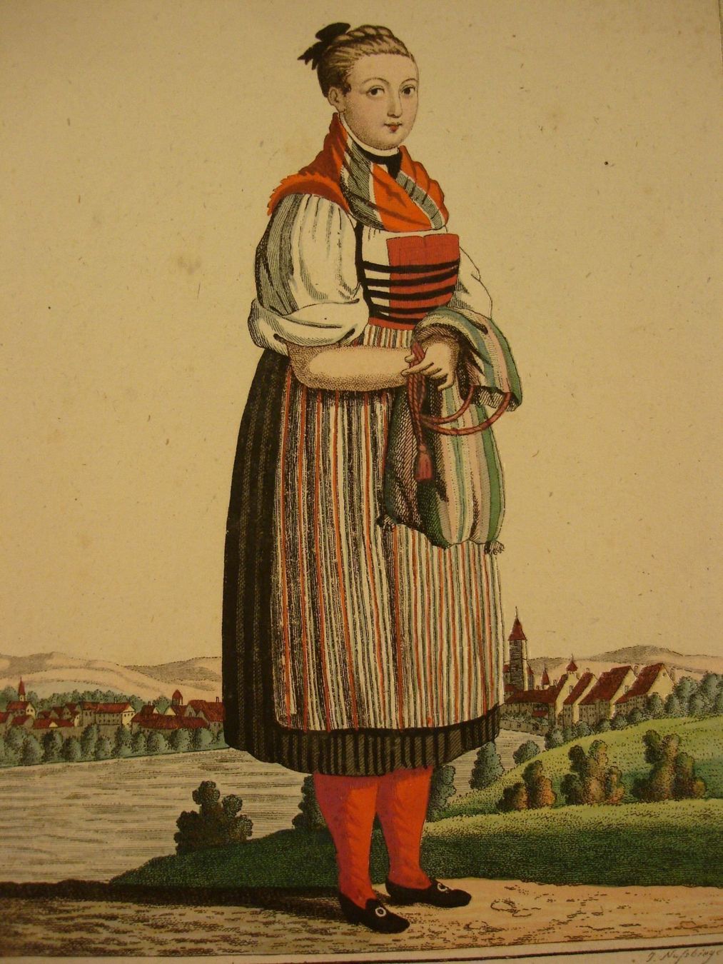 Stiche: TRACHT BASEL & ANSICHT, KUPFERSTICH 1810 – Gebraucht aus Grüningen von Kartensammler 2