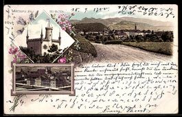 Lithographie Olten, Wartburg Säli und Ortsansicht im Enzian-