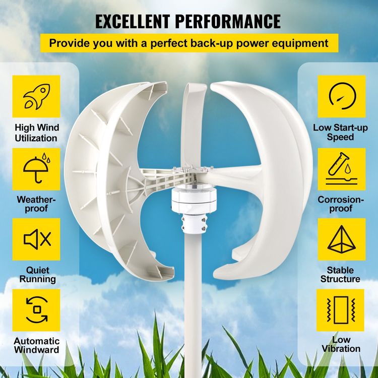 Windgenerator 12V Windkraftanlage Generator 600W Solarpanel