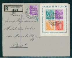 NABABLOCK '34 AUF R-BRIEF NACH PARIS, AUSSTELLUNGS-SONDERST.