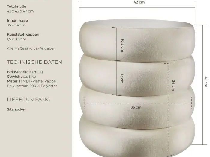 Sgabelli: Sitzhocker Samt beige mit Stauraum – Nuovo e nell'imballaggio originale da Oberegg venduto da MR-shop 2