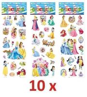 10 feuilles autocollants 3D princesses