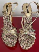 Louis Vuitton Plateau Sandalen Gold Blumenmuster Grösse 40