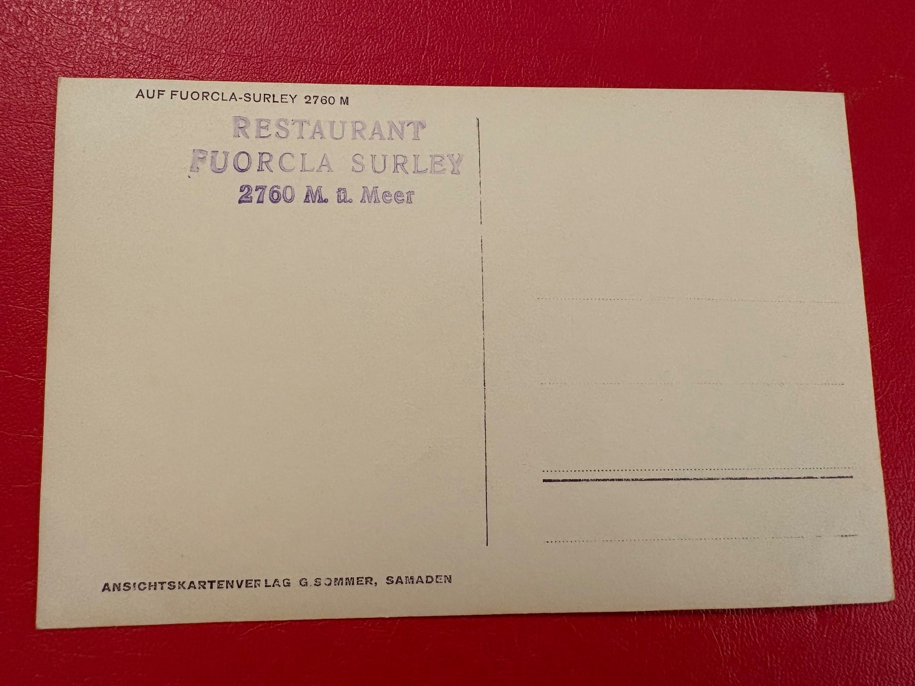 Cartoline postali: Restaurant Fuorcla Surley // Spez. Stempel – Usato da St-Légier-La Chiésaz venduto da Theo005 1