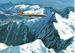 SWISSAIR Caravelle über den Schweizer Alpen (Wallis)