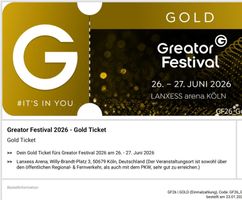 Greator Festival (ausverk.) in Köln v.26.-27.6.26/Goldticket