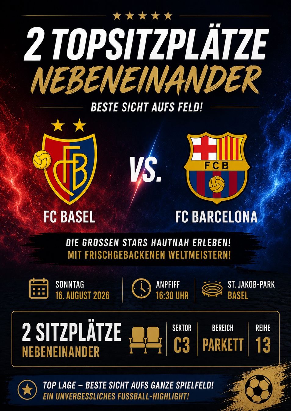 Tickets: FC Basel vs FC Barcelona - TOP Sitzplätze – Neu und originalverpackt aus Huttwil von Karpius