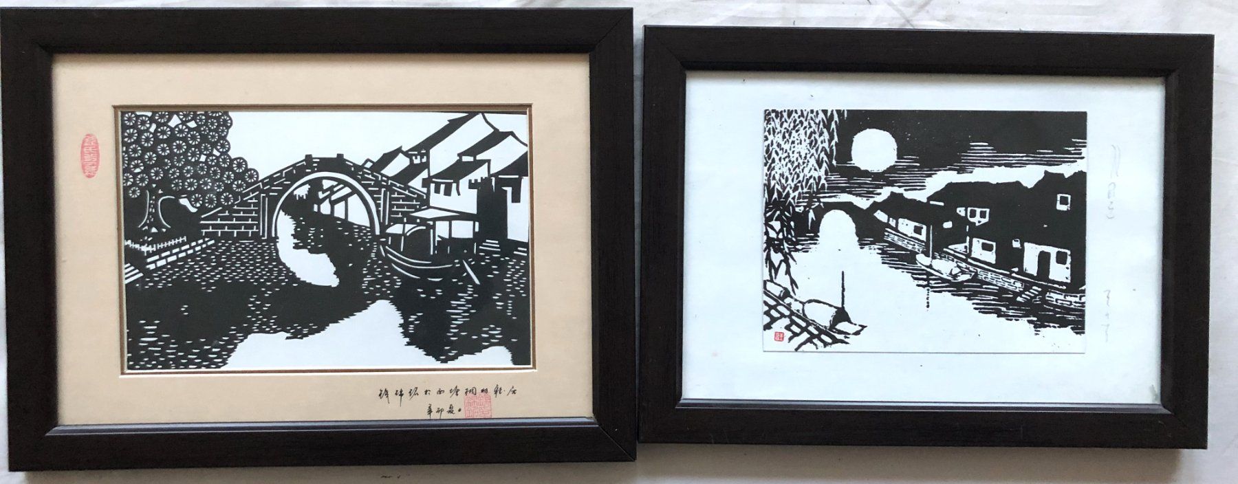 Xilografie: 2x Chinesische Holzschnitte - gerahmt – Usato da Schaffhausen venduto da durruti