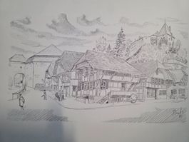 Bild Schloss Laupen Bern 40 cm x 30 cm