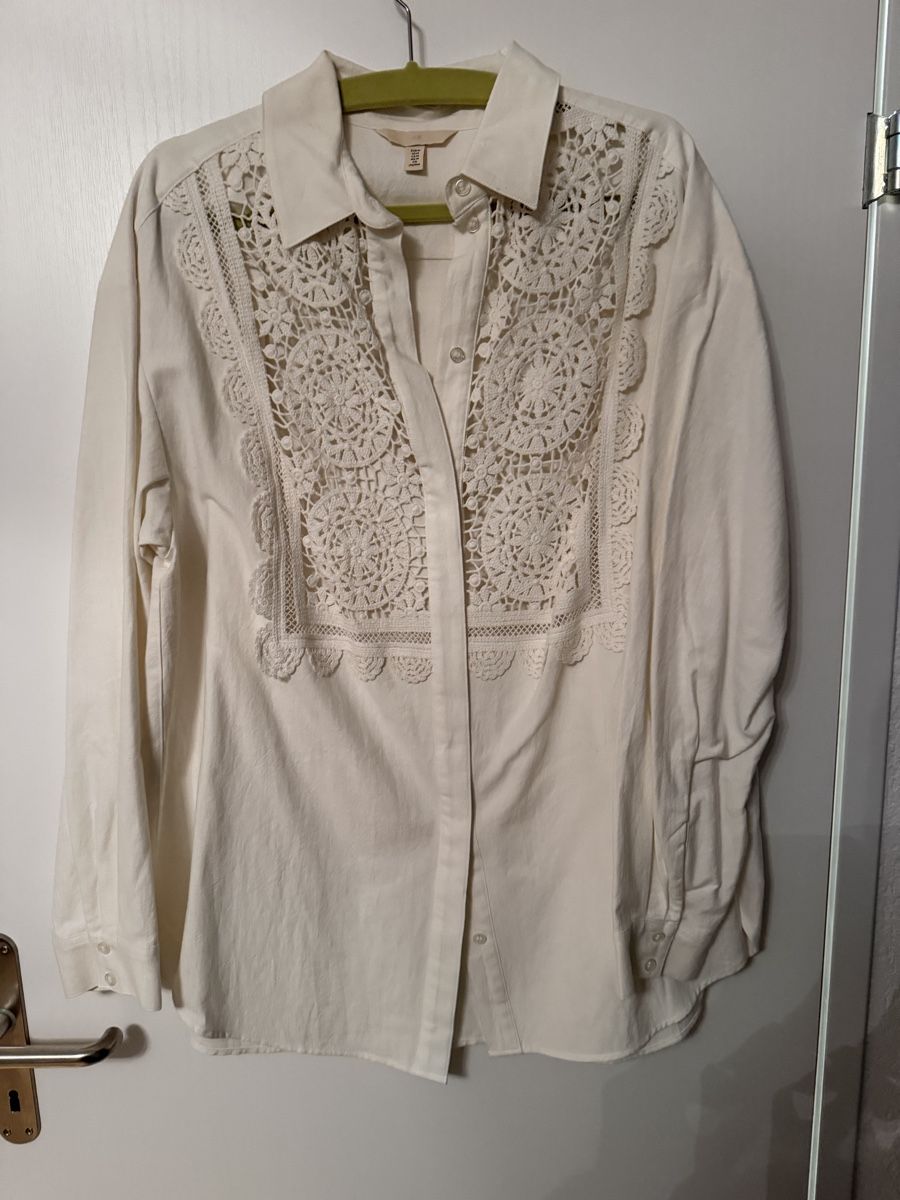 H&M Camicette: Bluse Gr. M, Cremeweiss mit Häkelspitze / Boho – Usato da Mellingen venduto da hobbyseller1979