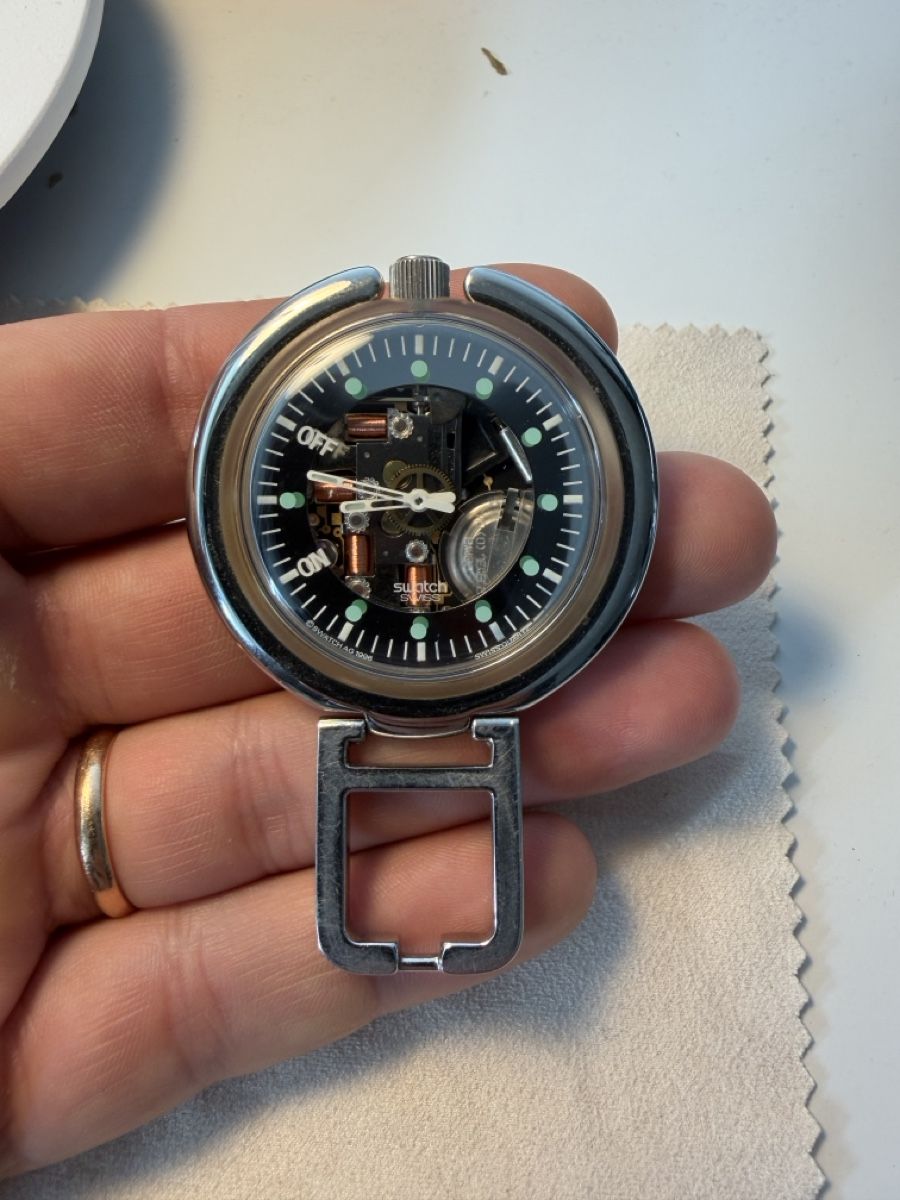 Swatch Orologi: Swatch Watch pop up Silver Black Skeleton Used – Usato da Zürich venduto da Rocola26 2