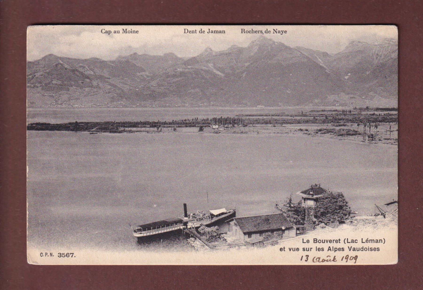 Cartoline postali: LE BOUVERET - Bateau CGN - 1909 CPN – Usato da Pully venduto da nicecards-shop