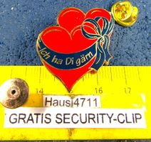 ❤ ICH HA DI GÄRN ❤ SCHMUCK PIN GOLDIG ENAMEL SECURITY-CLIP