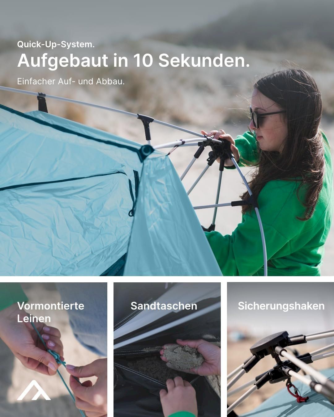 Tende : qeedo Quick Bay Pro Strandzelt Oceanblue – Nuovo e nell'imballaggio originale da Bottighofen venduto da zaap 1