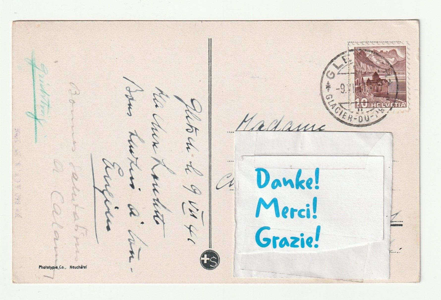 Cartoline postali: 1941, Gletsch Rhonegletscher Furkastasse, Wallis – Usato da St. Gallen venduto da Ricardo_Deals 1