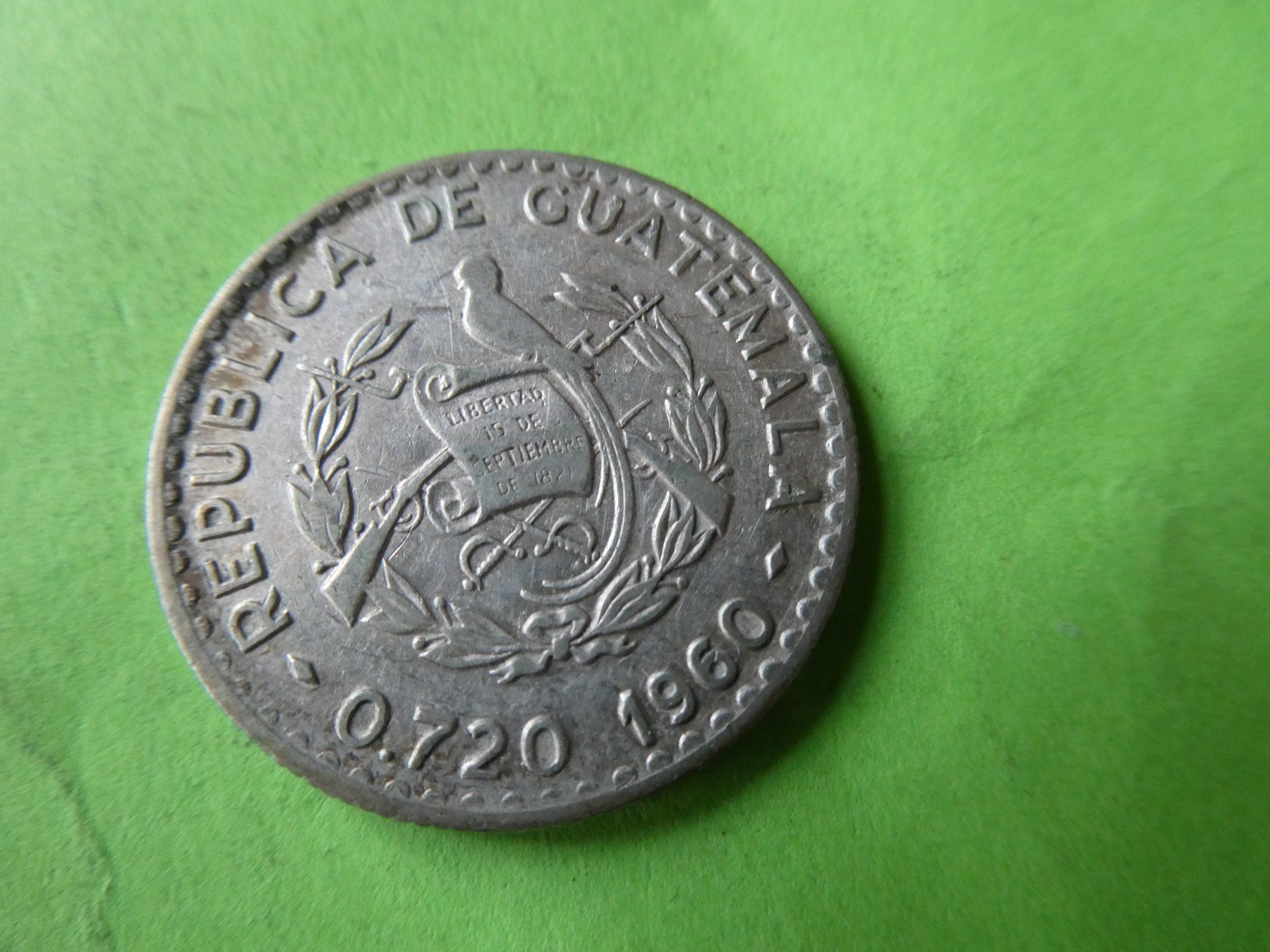 Toutes les monnaies: Guatemala 1960, 25 Centimos  - Silber – D'occasion à Hinterforst par Rohusri 1