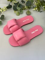 Miu Miu  Leather Slides Sandals Pink — 37 EU — NEW 💗✨