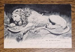 Löwendenkmal, interessante Stempelkombination 1905