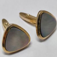 Manschettenknöpfe Vintage Gold Perlmutt Schwarz #C8