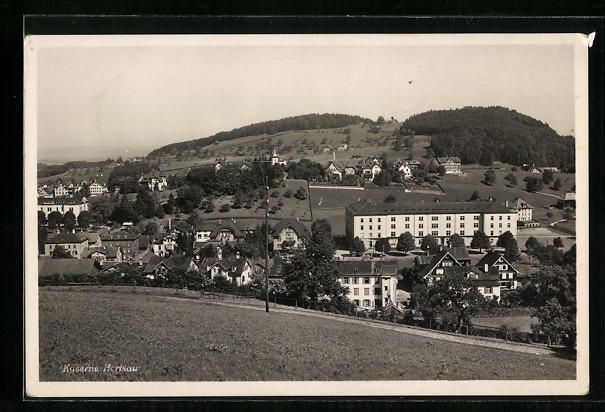 Cartoline postali: AK Herisau, Ortsansicht mit Kaserne – Usato da Berlin venduto da bartko-reher