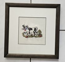 Kuh Bild - Handwerk / Kreuzstich-Kunst - vintage