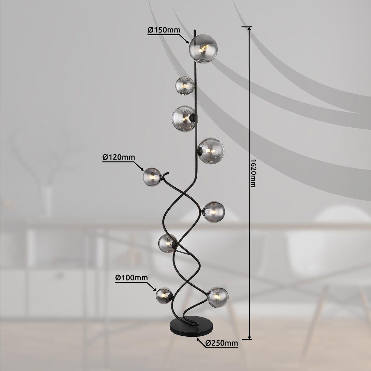 Lampade: LED Stehleuchte, Glas, 162 cm Höhe – Nuovo (secondo la descrizione) da Kreuzlingen venduto da Smart-Light 2