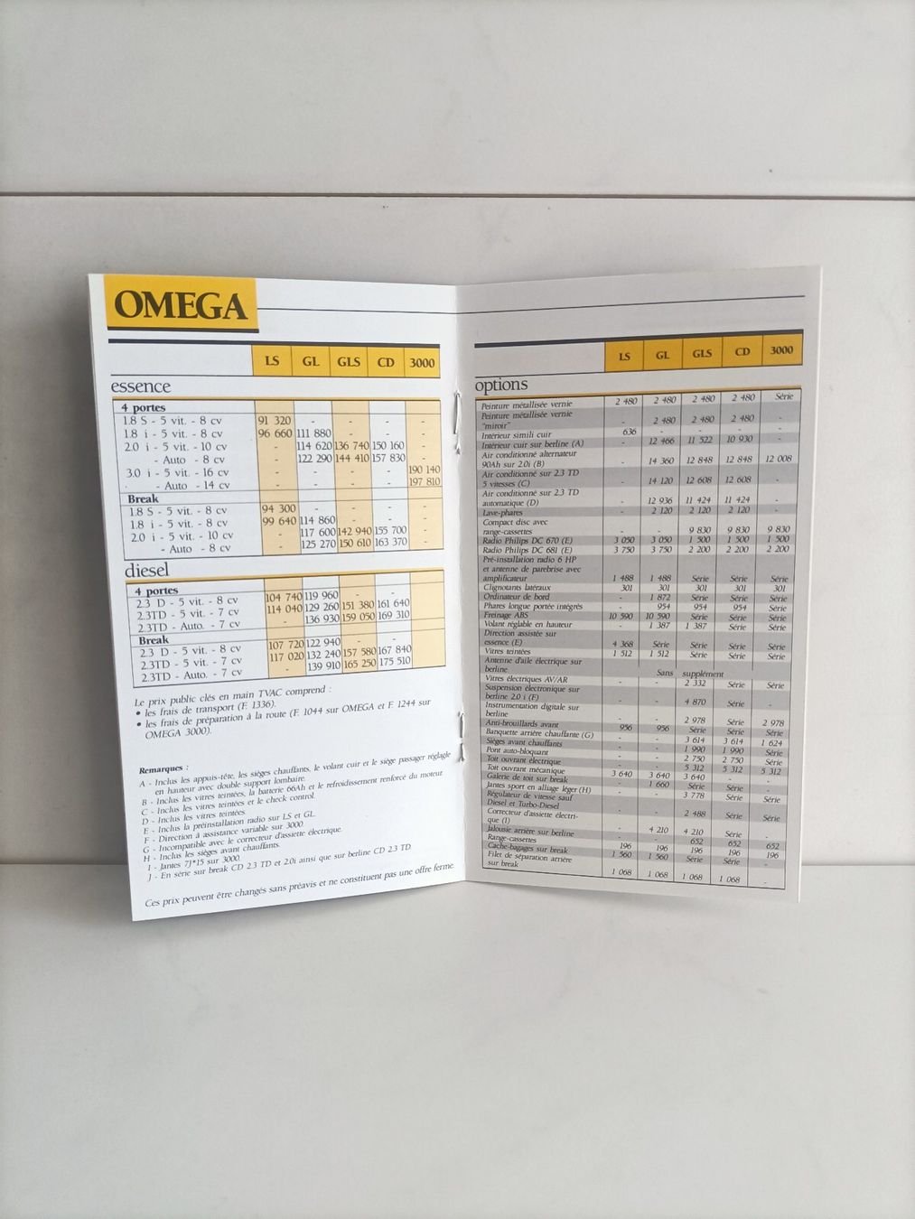 Libri: Brochure Catalogue Tarif Opel 1989 – Usato da crans montana venduto da AB3963 1