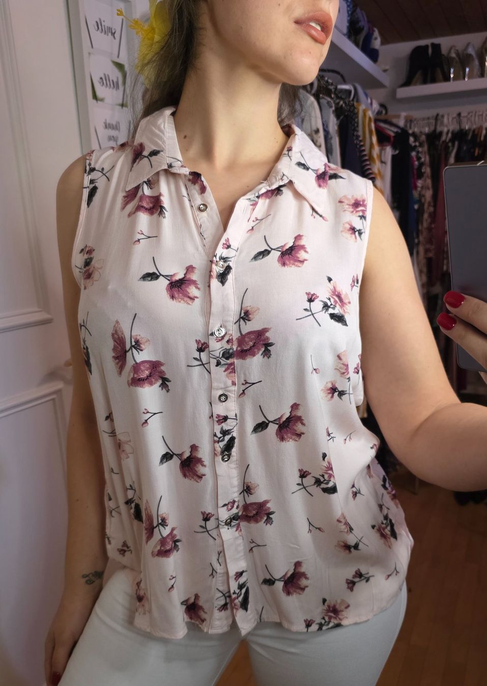 Camicette: Sommerliche Bluse, ärmellos, Gr. 40, florales Muster – Usato da Wald ZH venduto da CapLux 9