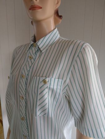 DELMOD Bluse Streifen Emailleknöpfe 38 Hemdbluse Vintage
