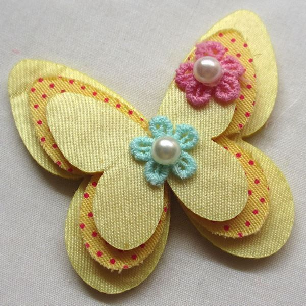 Lampade: Applique 3 tons PAPILLON fleur JAUNE 6cm – Nuovo e nell'imballaggio originale da St-Imier venduto da goodber