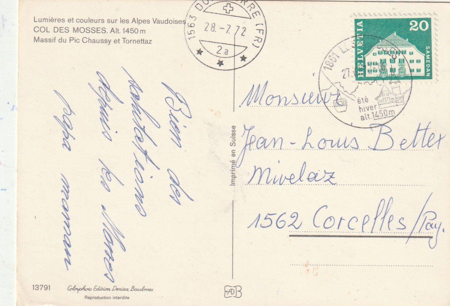 Cartoline postali: Skibetrieb Col de Mosses – Usato da Lumbrein venduto da made02 1