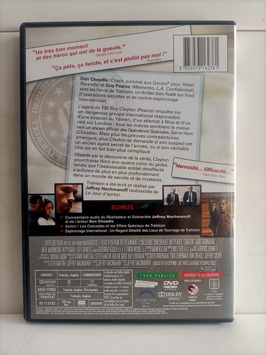 Tutti i DVDs: DVD Trahison (fr/uk) Don Cheadle Guy Pearce – Usato da crans montana venduto da AB3963 1