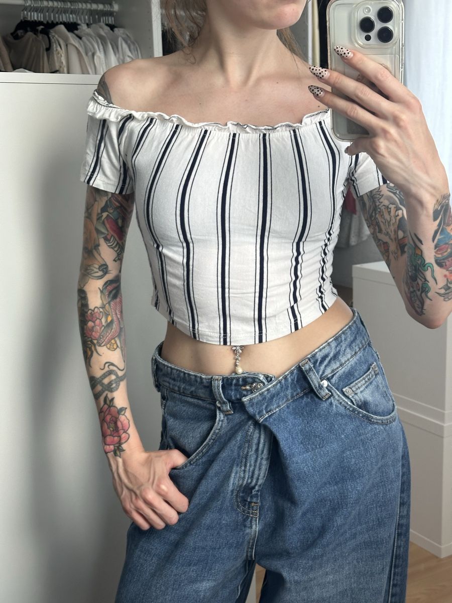 Top: Damen Crop Top gestreift Grösse S – Usato da Frauenfeld venduto da vanyllua 1