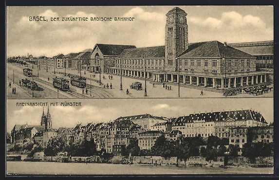 Cartoline postali: Basel, Zukünftiger Badischer Bahnhof, R – Usato da Berlin venduto da bartko-reher