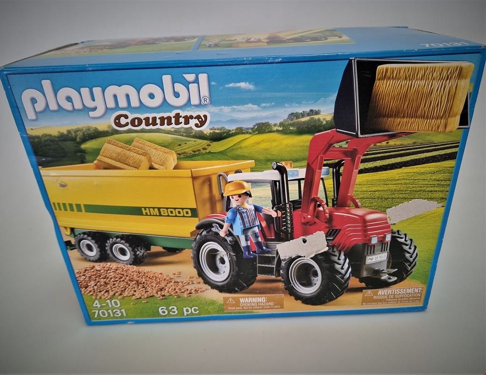Playmobil 6130 Grand Tracteur Avec Remorque Et Balles De Foin - Ferme, Neuf 2015