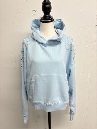 MYLAVIE Hoodie Gr. M Strass blau Pullover Baumwolle