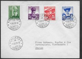 1939 FDC SCHLIEREN 1.XII. Serie J89-92 SBK 800.- RAR ab 1.-